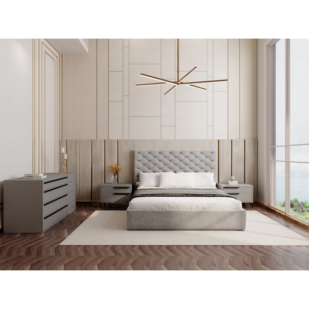 Parker Queen Storage Bed In Gray Velvet Fabric. Picture 3
