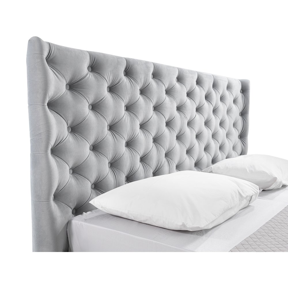 Parker Queen Storage Bed In Gray Velvet Fabric. Picture 5