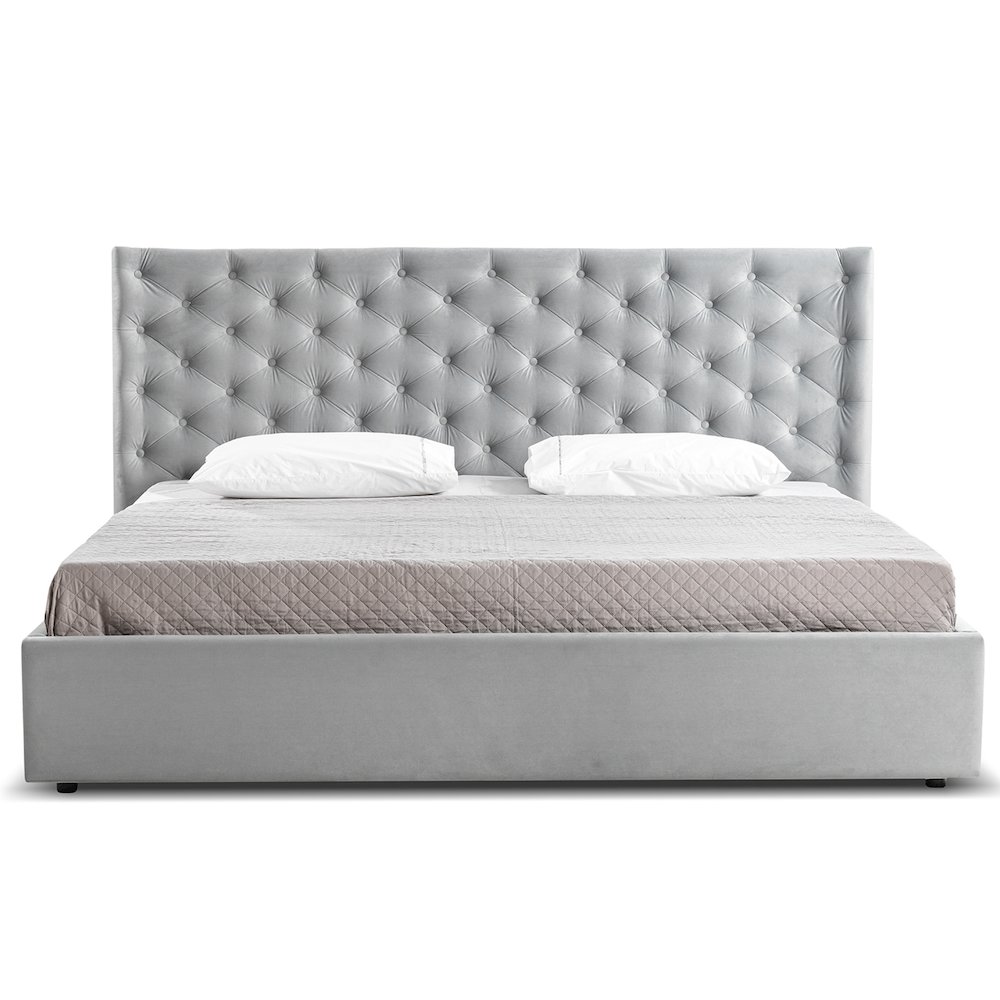 Parker Queen Storage Bed In Gray Velvet Fabric. Picture 6