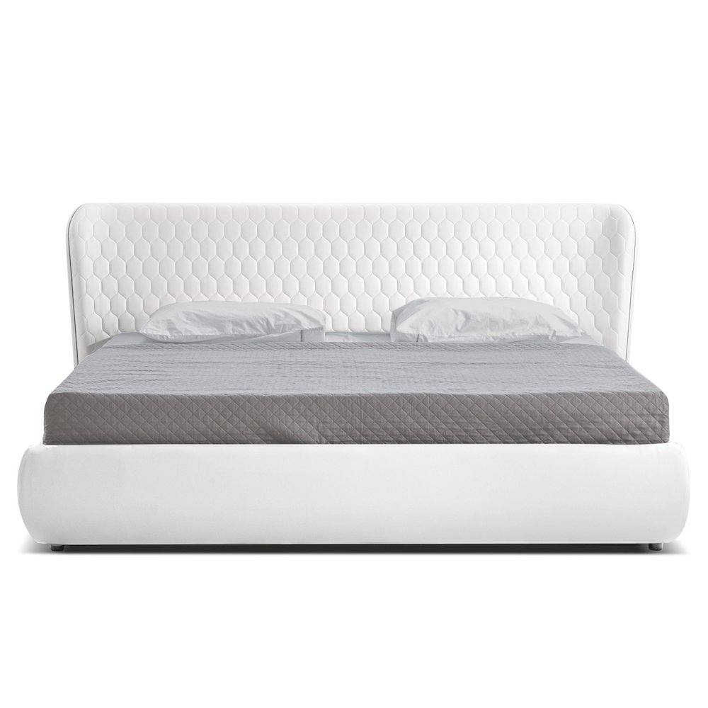 Agoura King Storage Bed In White Pu Leather. Picture 1