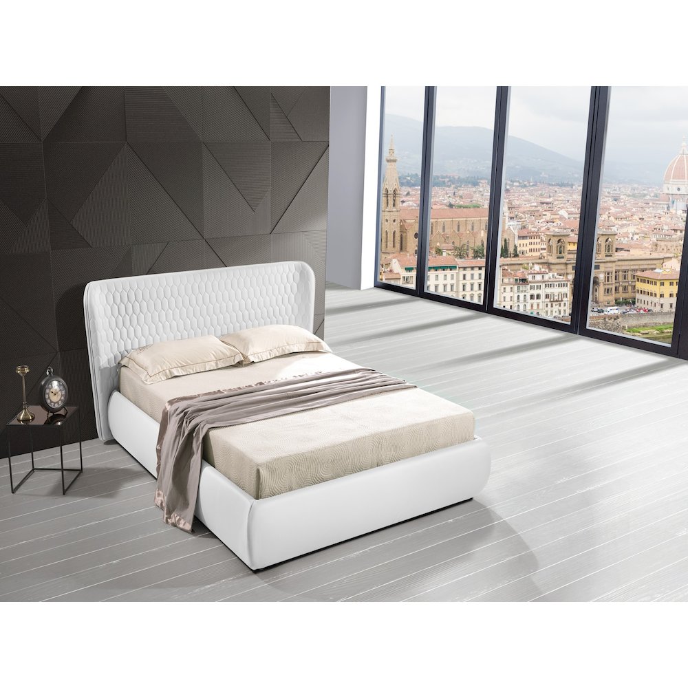 Agoura King Storage Bed In White Pu Leather. Picture 4