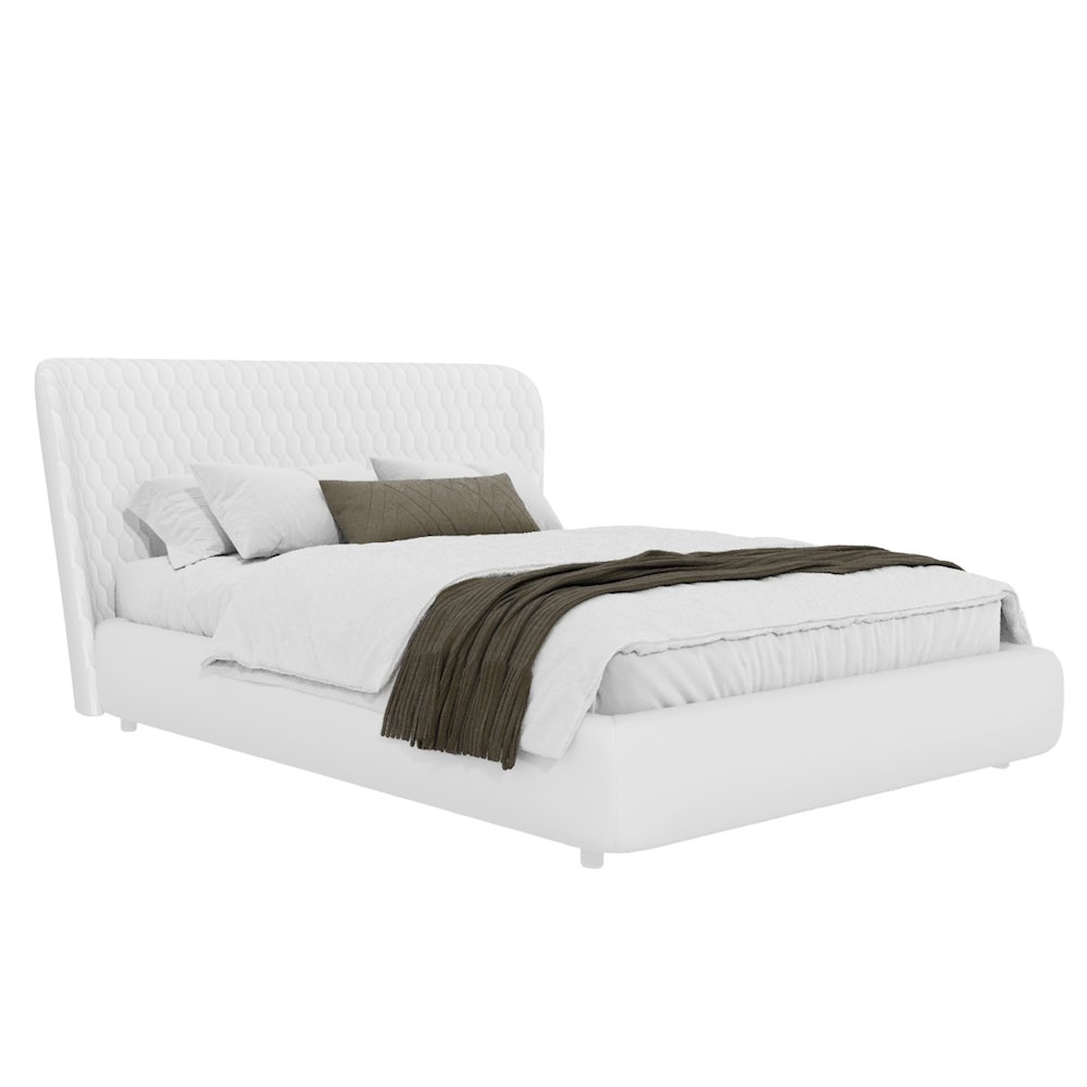 Agoura Queen Storage Bed In White Pu Leather. Picture 1