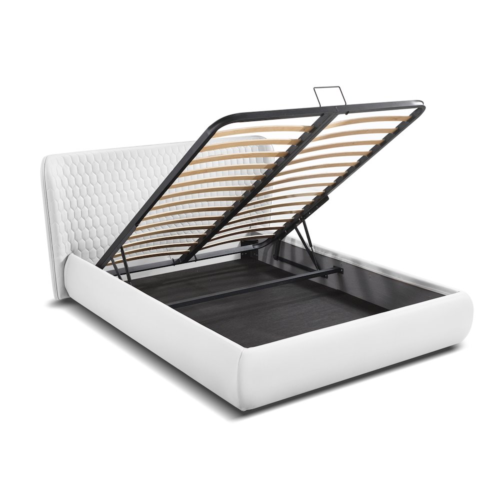 Agoura Queen Storage Bed In White Pu Leather. Picture 5