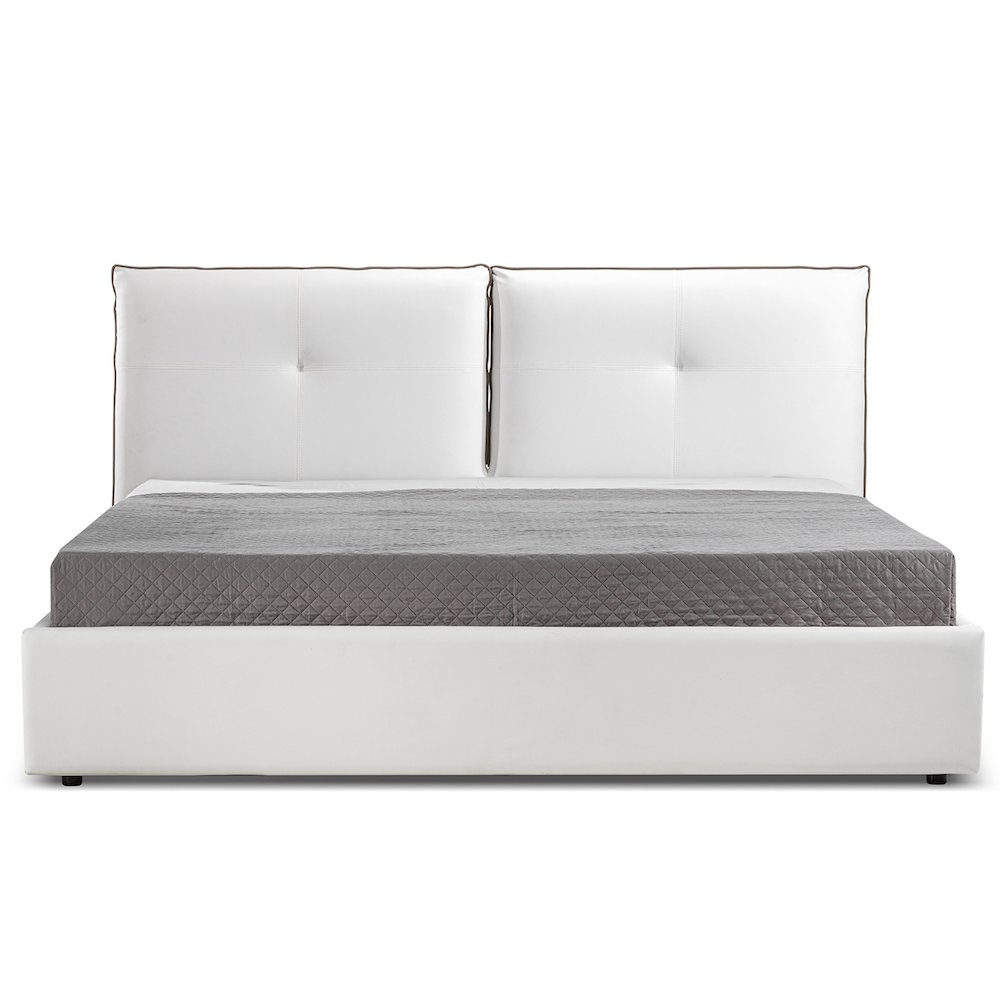 Aria King Storage Bed In White Pu Leather. Picture 1