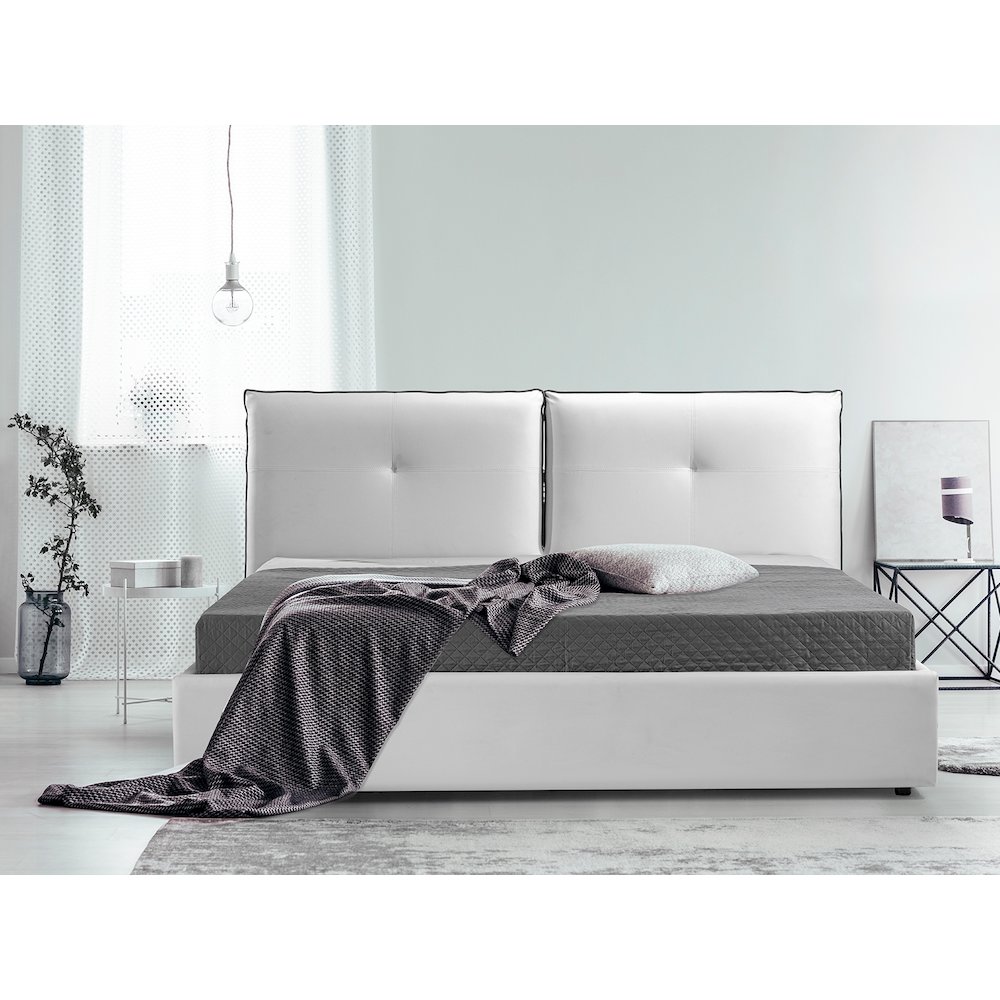Aria King Storage Bed In White Pu Leather. Picture 3