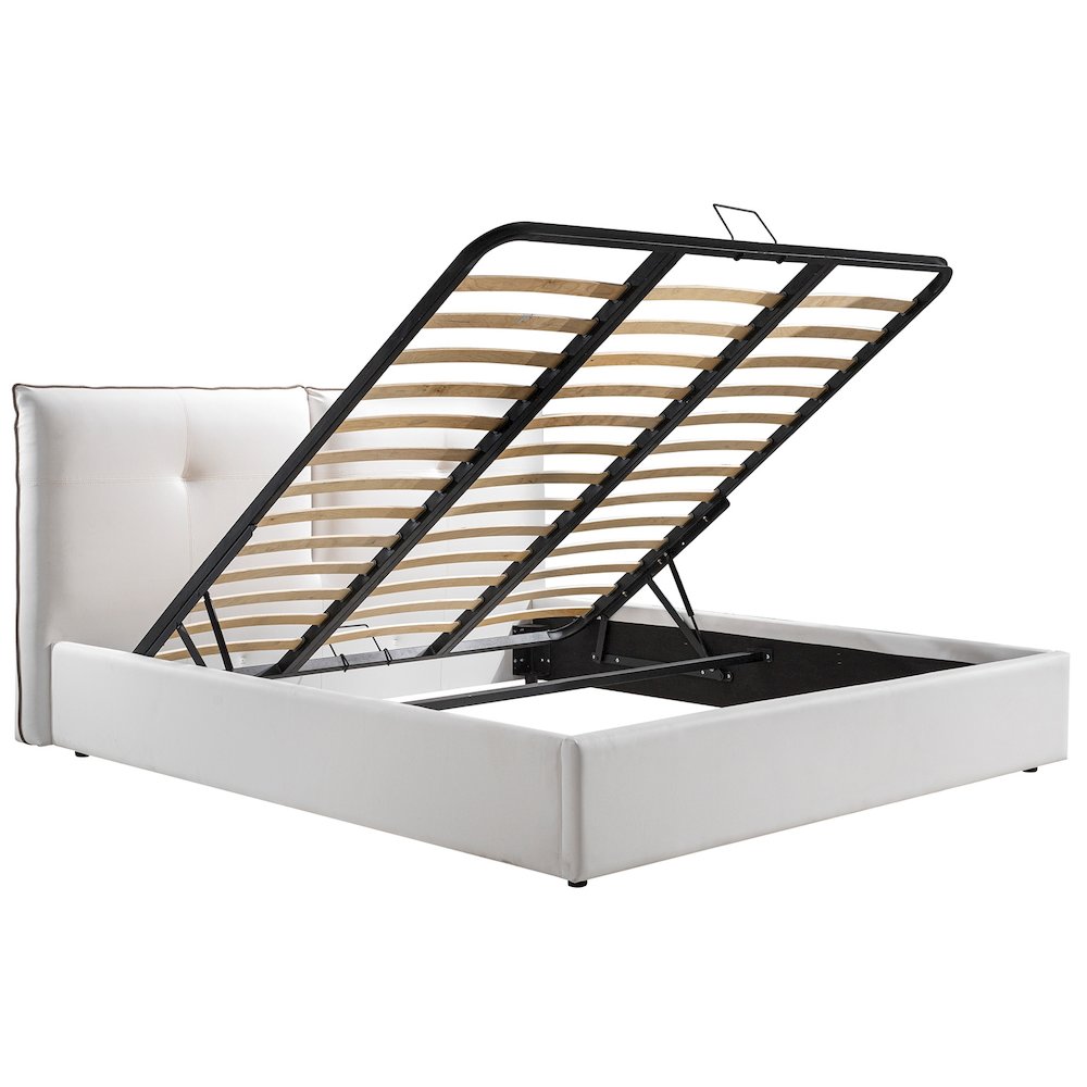 Aria King Storage Bed In White Pu Leather. Picture 2