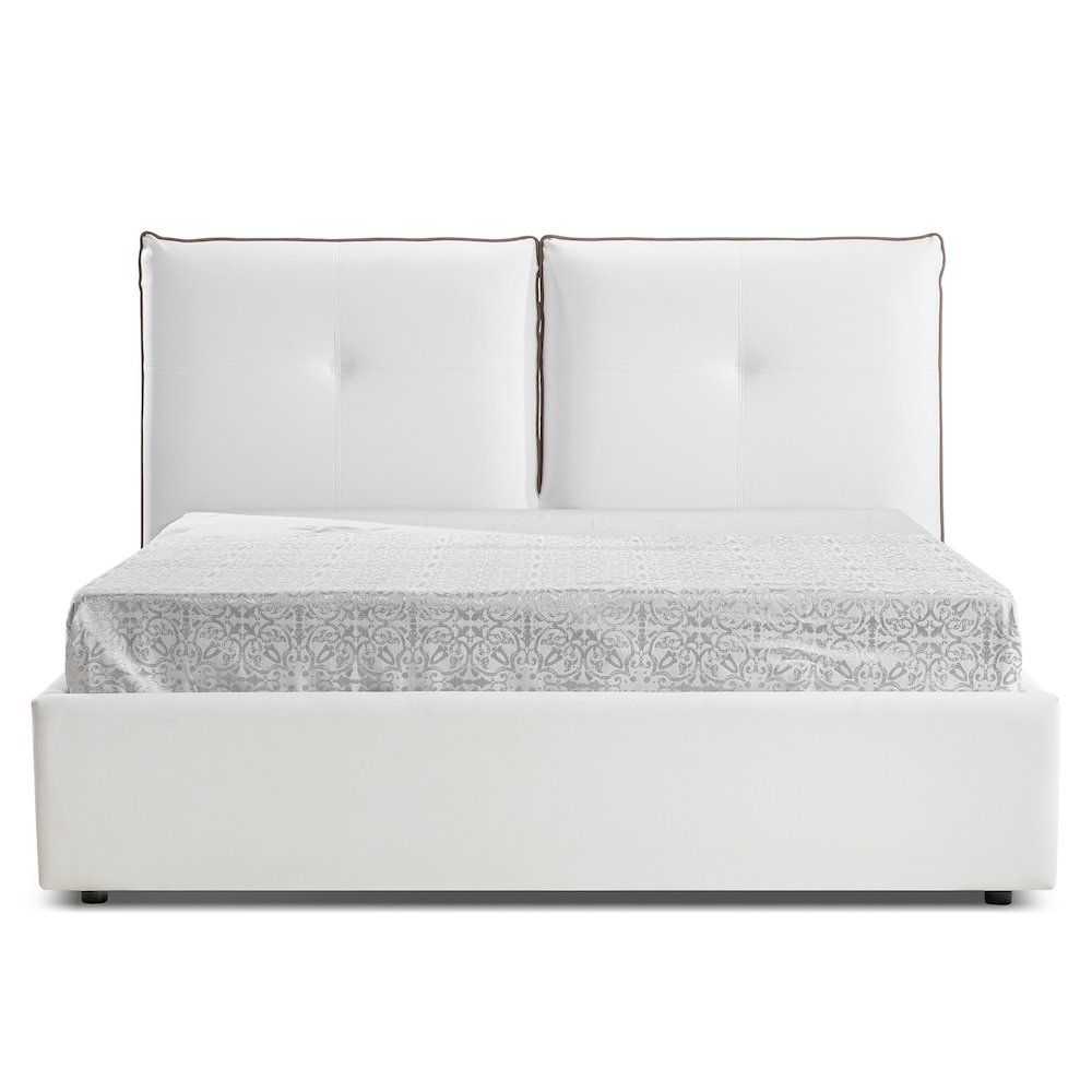 Aria Queen Storage Bed In White Pu Leather. Picture 1