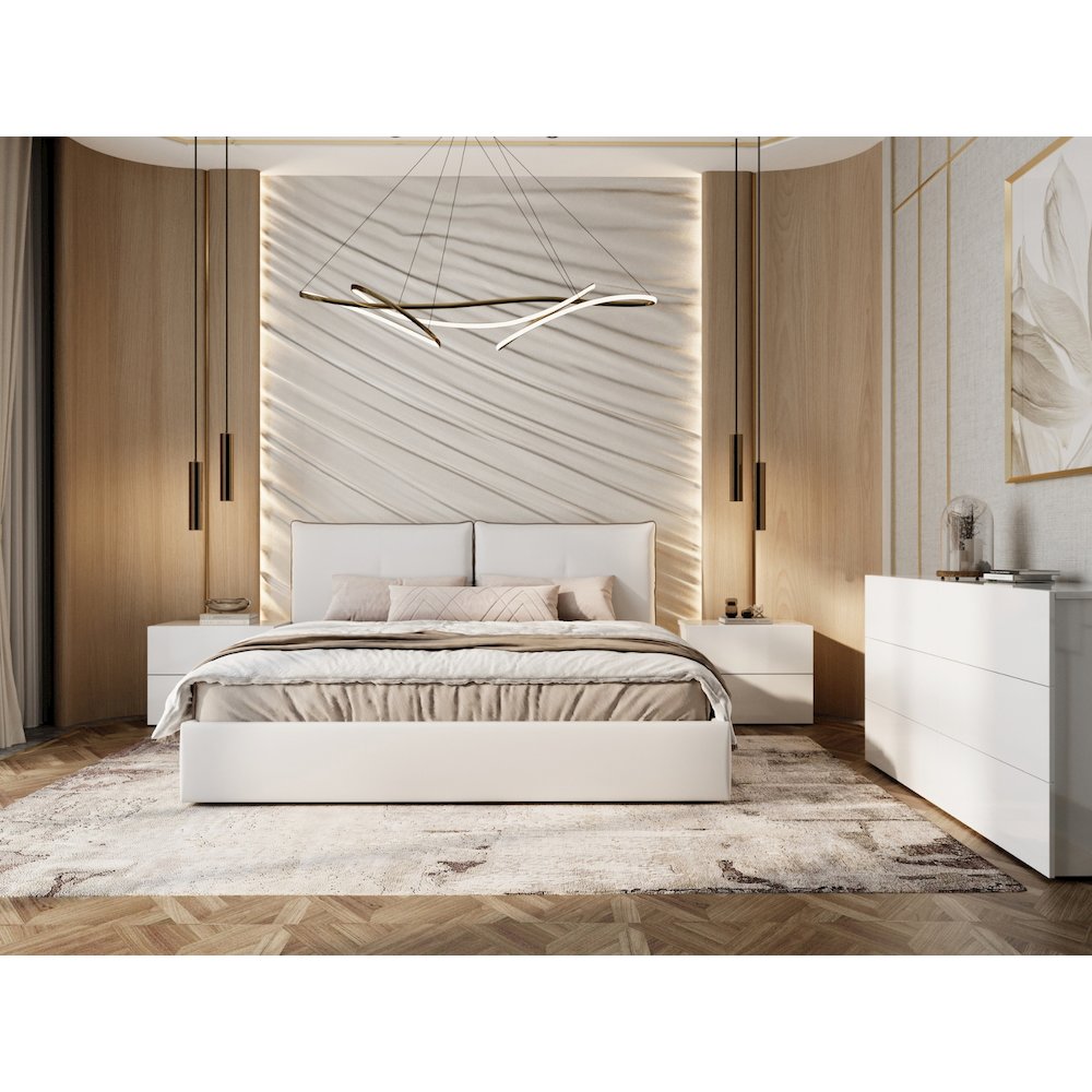 Aria Queen Storage Bed In White Pu Leather. Picture 4