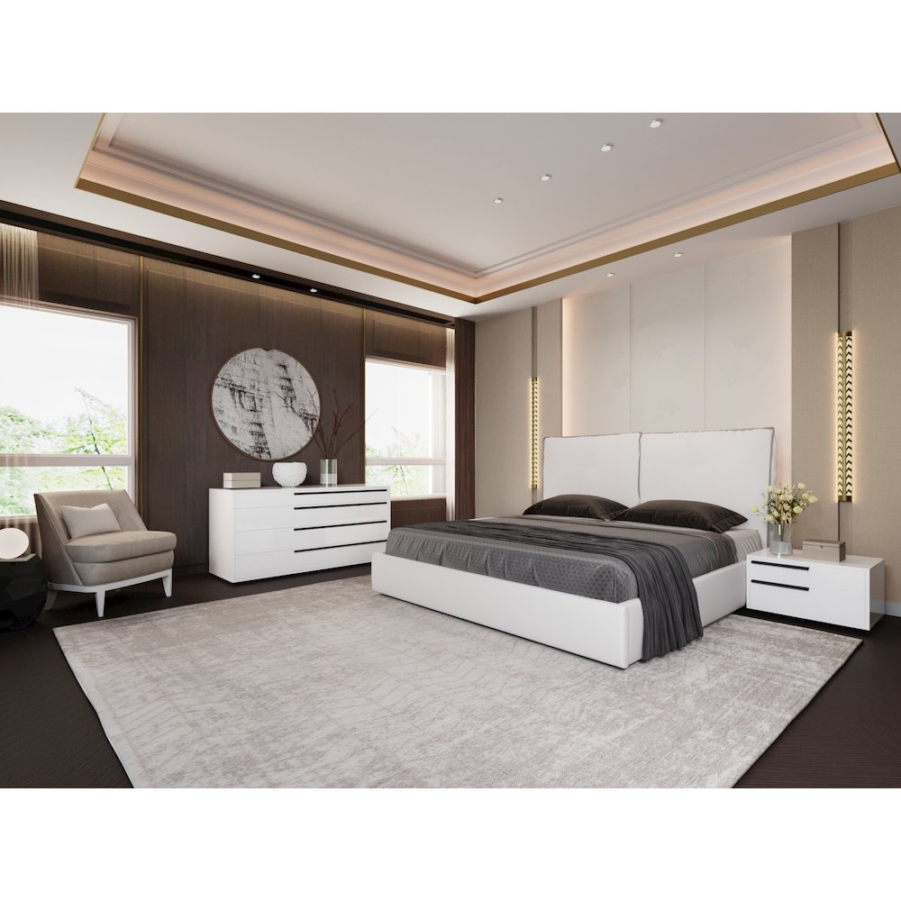 Aria Queen Storage Bed In White Pu Leather. Picture 5