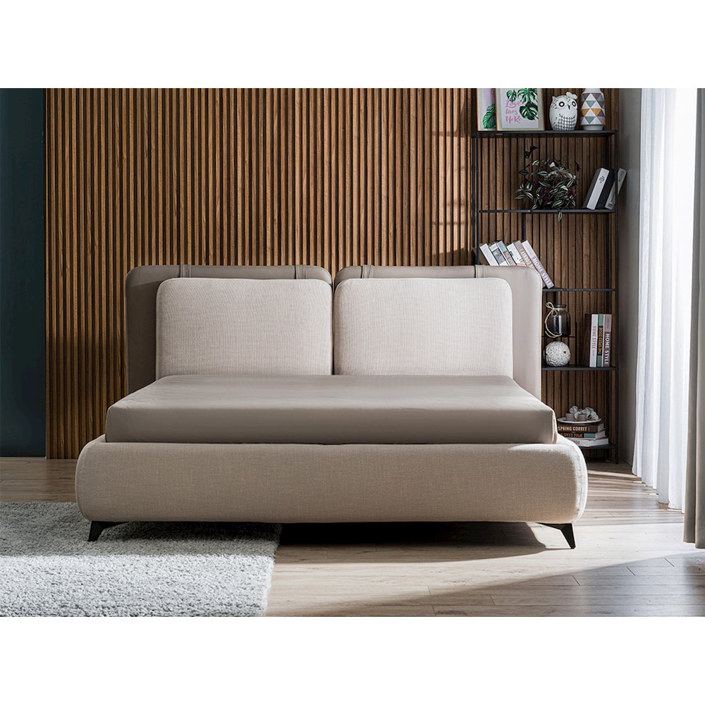 Ayla Queen Storage Bed In Taupe Linen Fabric. Picture 4