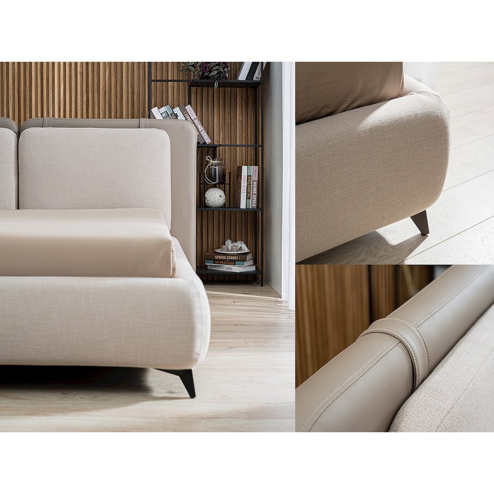 Ayla Queen Storage Bed In Taupe Linen Fabric. Picture 5