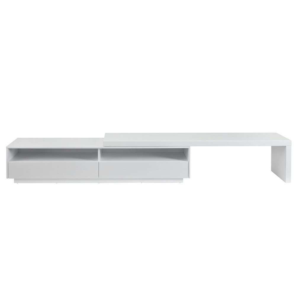 Celine Extendable Entertainment Center In White Matte With Storage. Picture 4