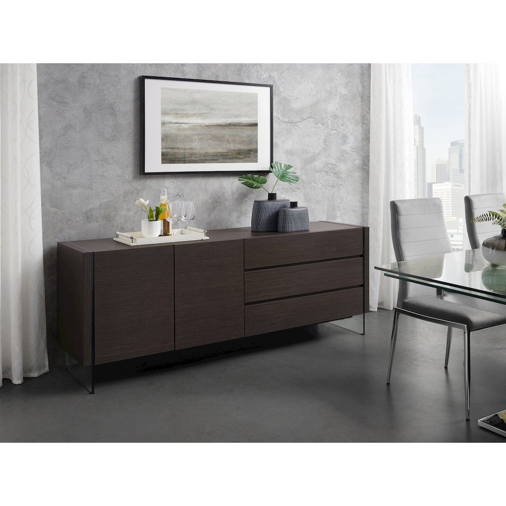 Il Vetro Buffet In Gray Oak Veneer With Storage. Picture 3