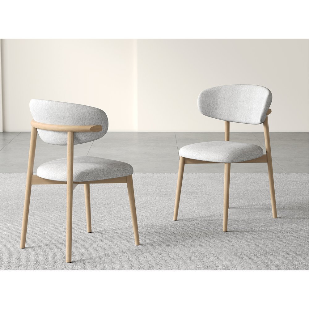 Andrea Set Of 2 Dining Chair In Beige Linen Fabric. Picture 7