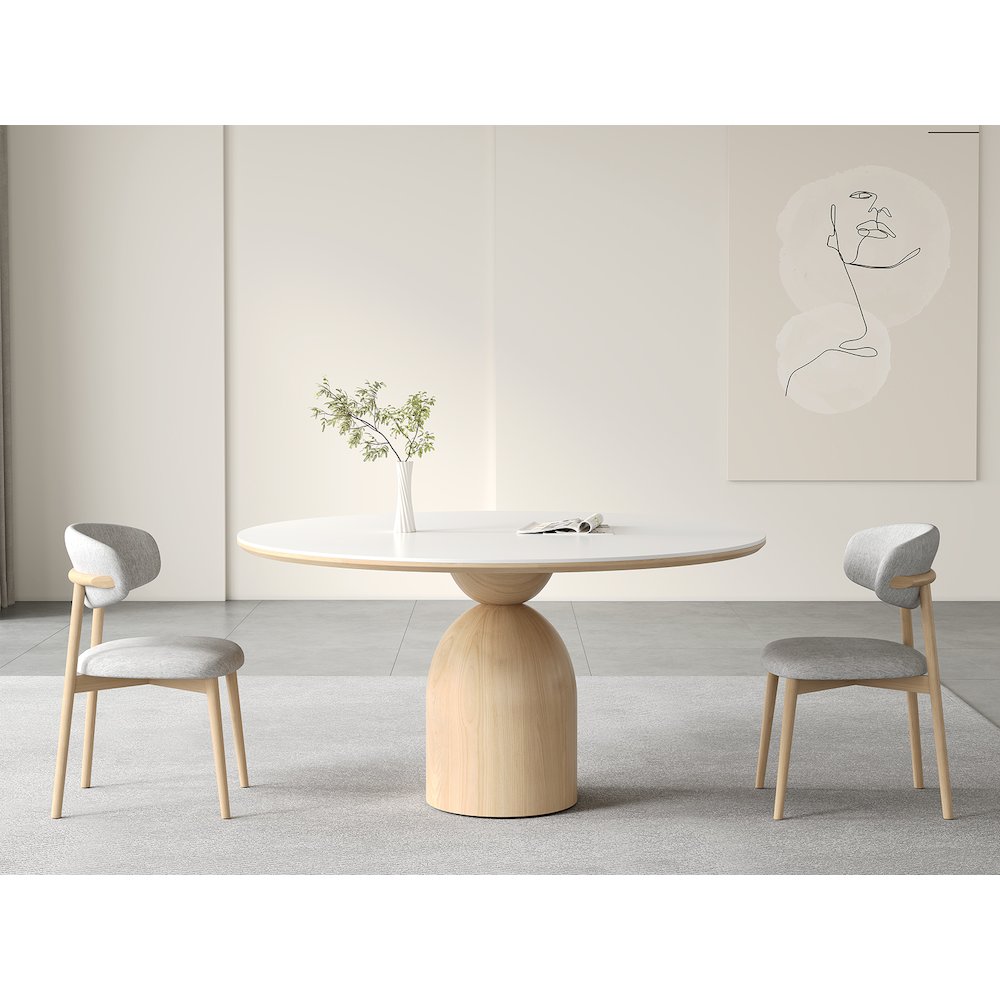 Andrea Set Of 2 Dining Chair In Beige Linen Fabric. Picture 5