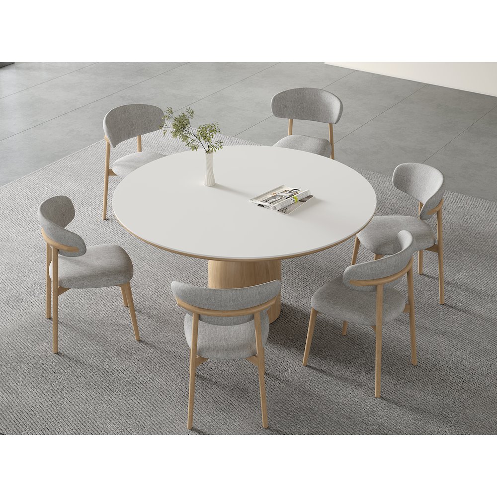 Andrea Set Of 2 Dining Chair In Beige Linen Fabric. Picture 6