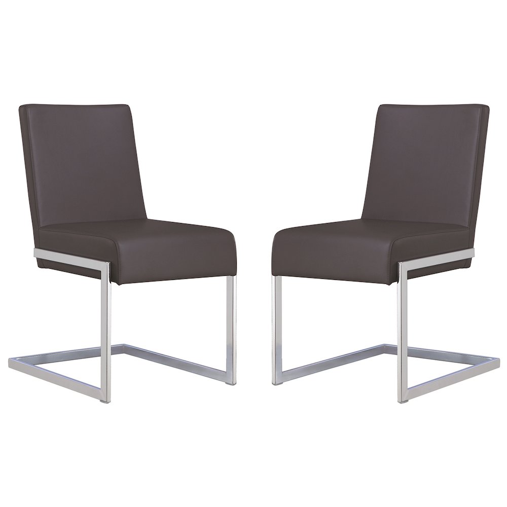 Fontana Set Of 2 Dining Chair In Gray Pu Leather. Picture 1