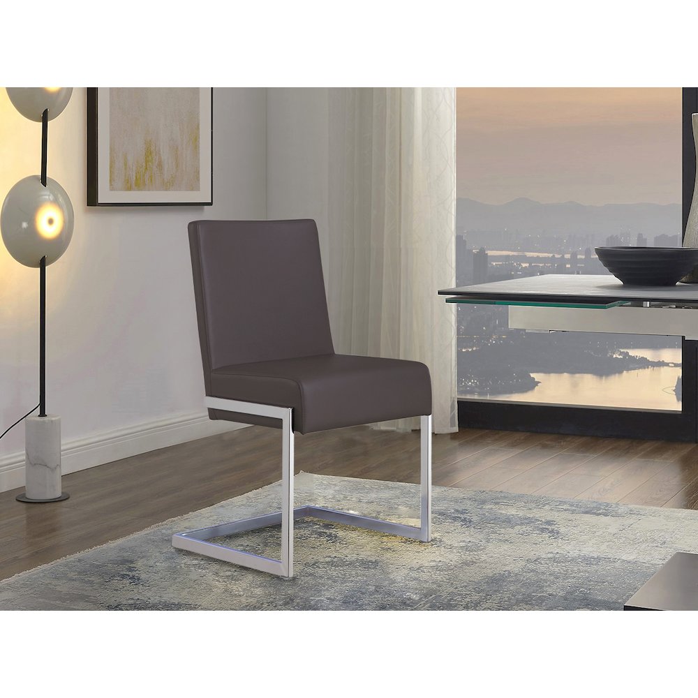 Fontana Set Of 2 Dining Chair In Gray Pu Leather. Picture 3