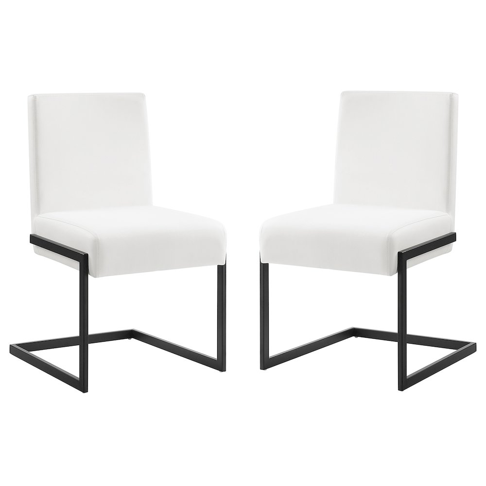 Fontana Set Of 2 Dining Chair In White Pu Leather. Picture 1