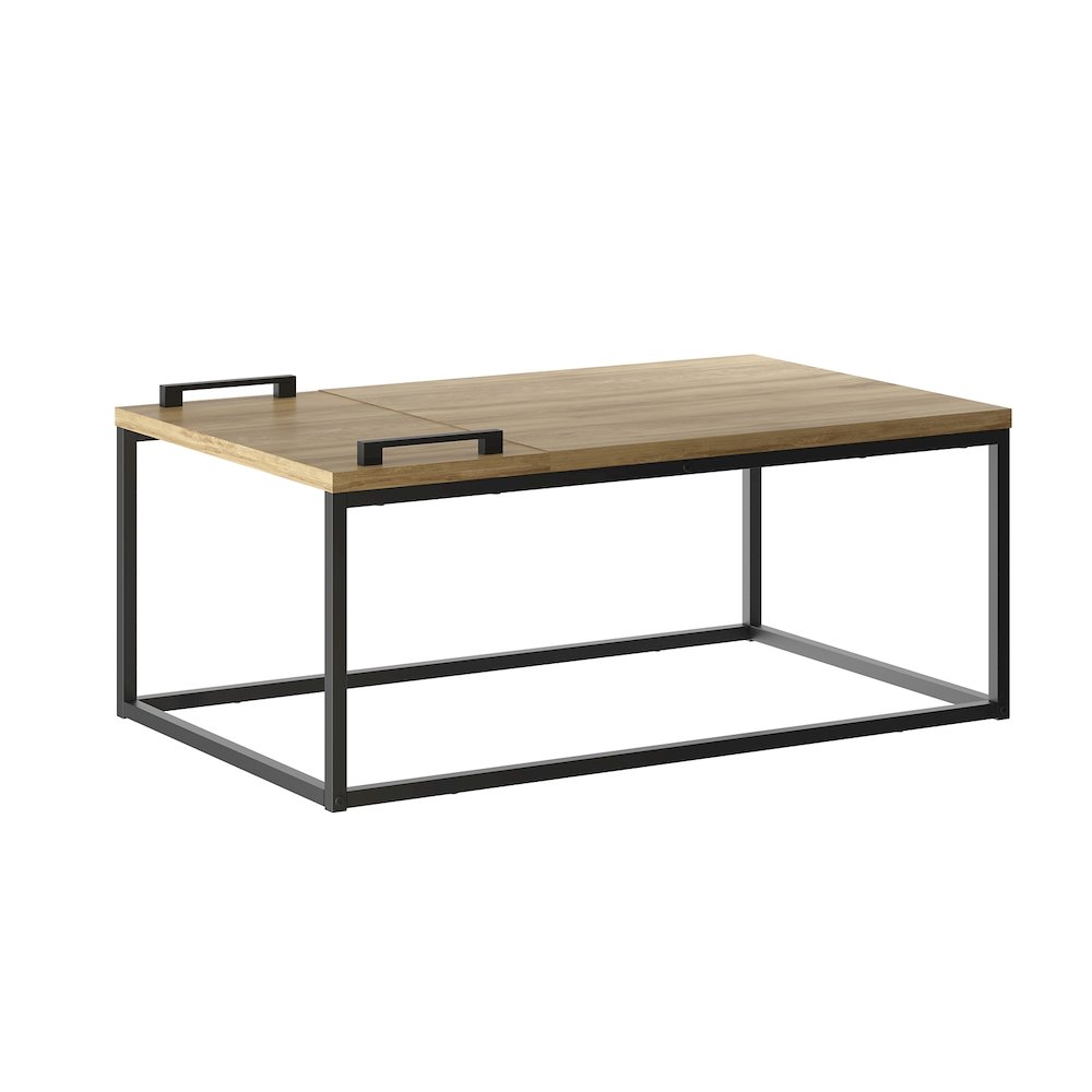 Noa Coffee Table In Oak Laminate With Storage. Picture 1