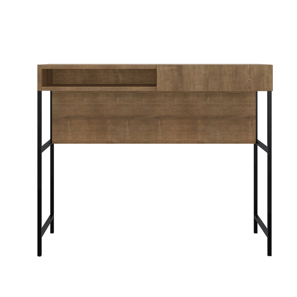 Clark Office Desk In Walnut Laminate With Storage. Picture 4