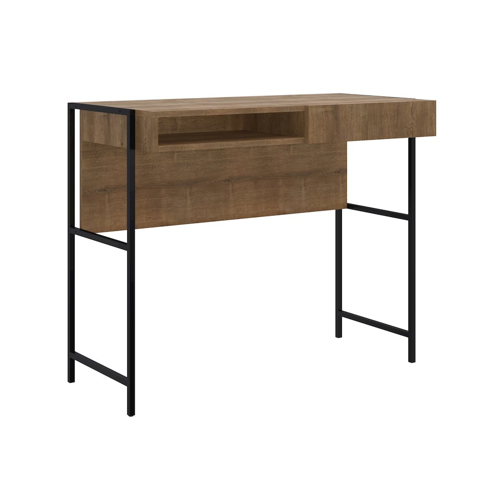 Clark Office Desk In Walnut Laminate With Storage. Picture 1