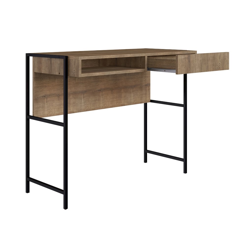 Clark Office Desk In Walnut Laminate With Storage. Picture 2