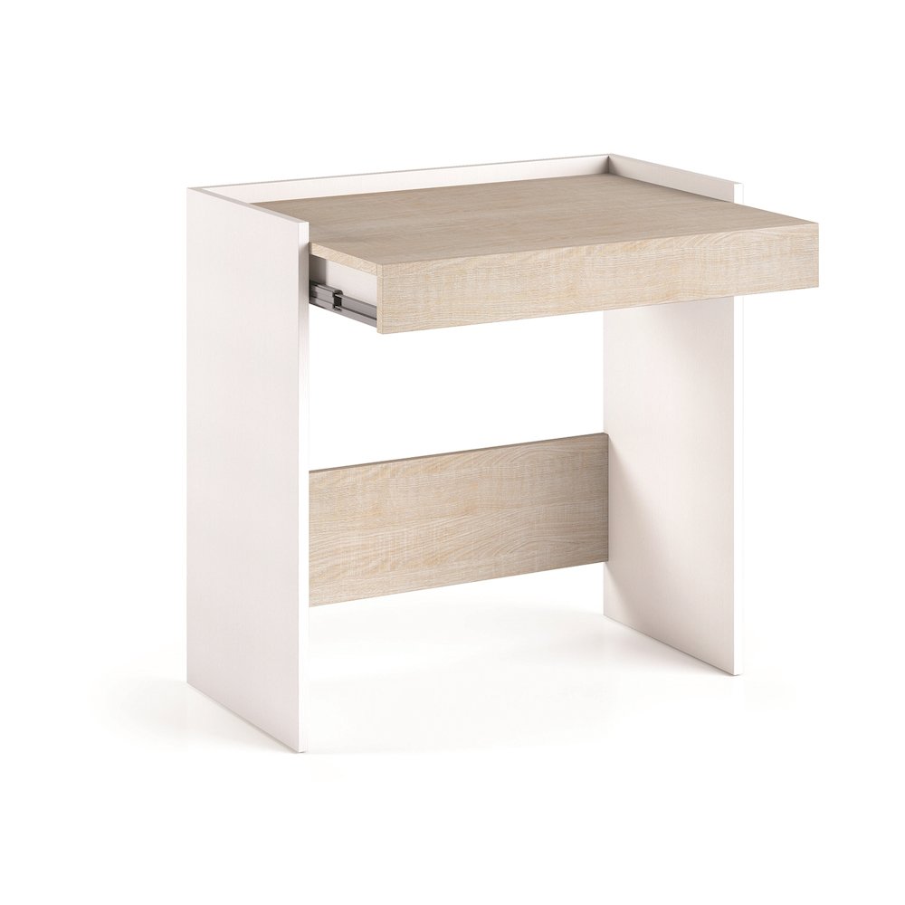 Lulu Office Desk In Light Oak Concrete Melamine With Storage. Picture 2
