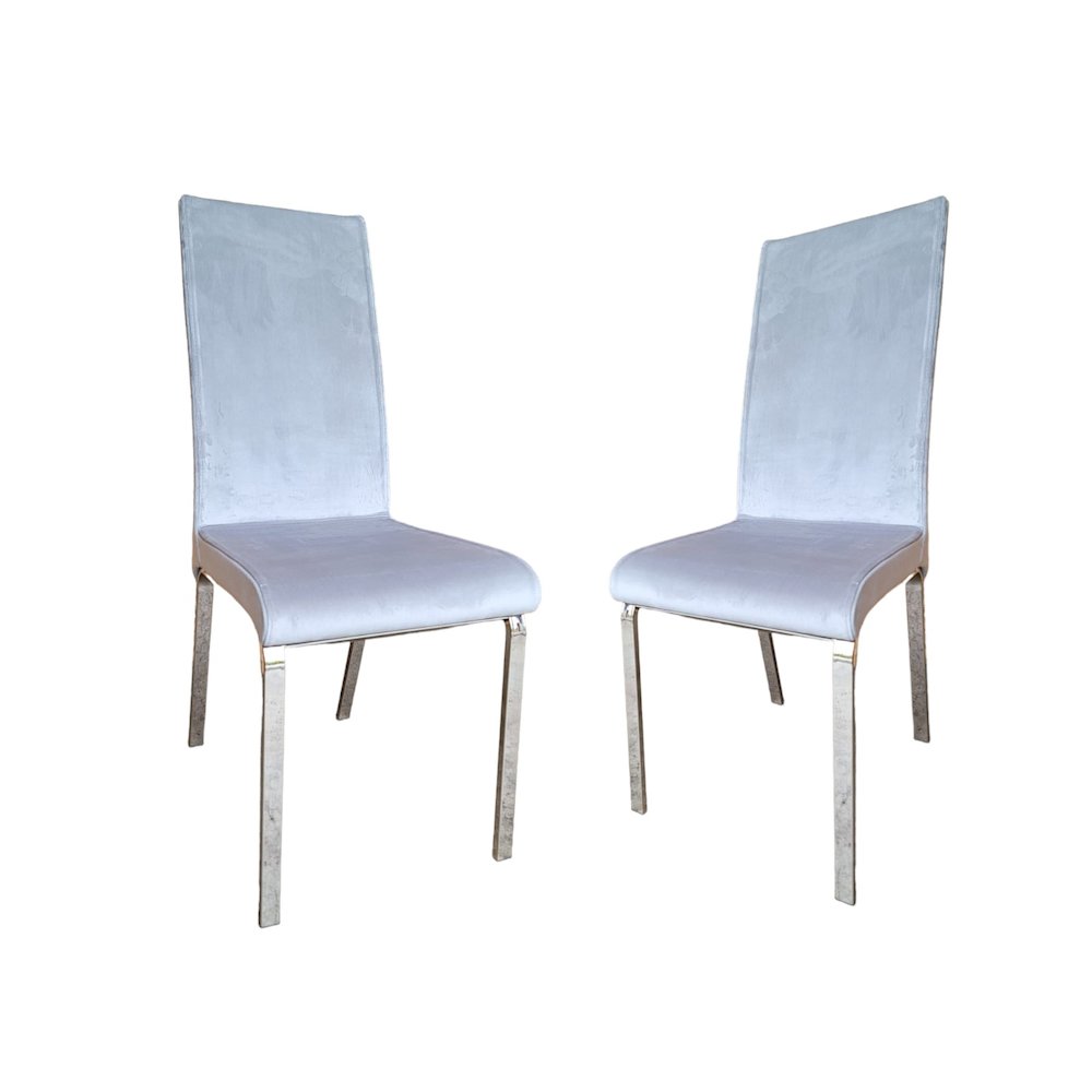 Loto Set Of 2 Dining Chair In Light Gray Velvet Fabric. Picture 3