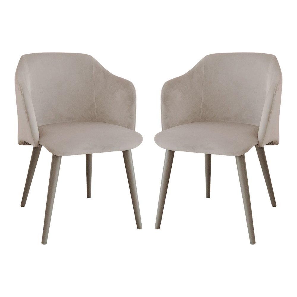 Monroe Set Of 2 Dining Chair In Gray Velvet Fabric. Picture 1