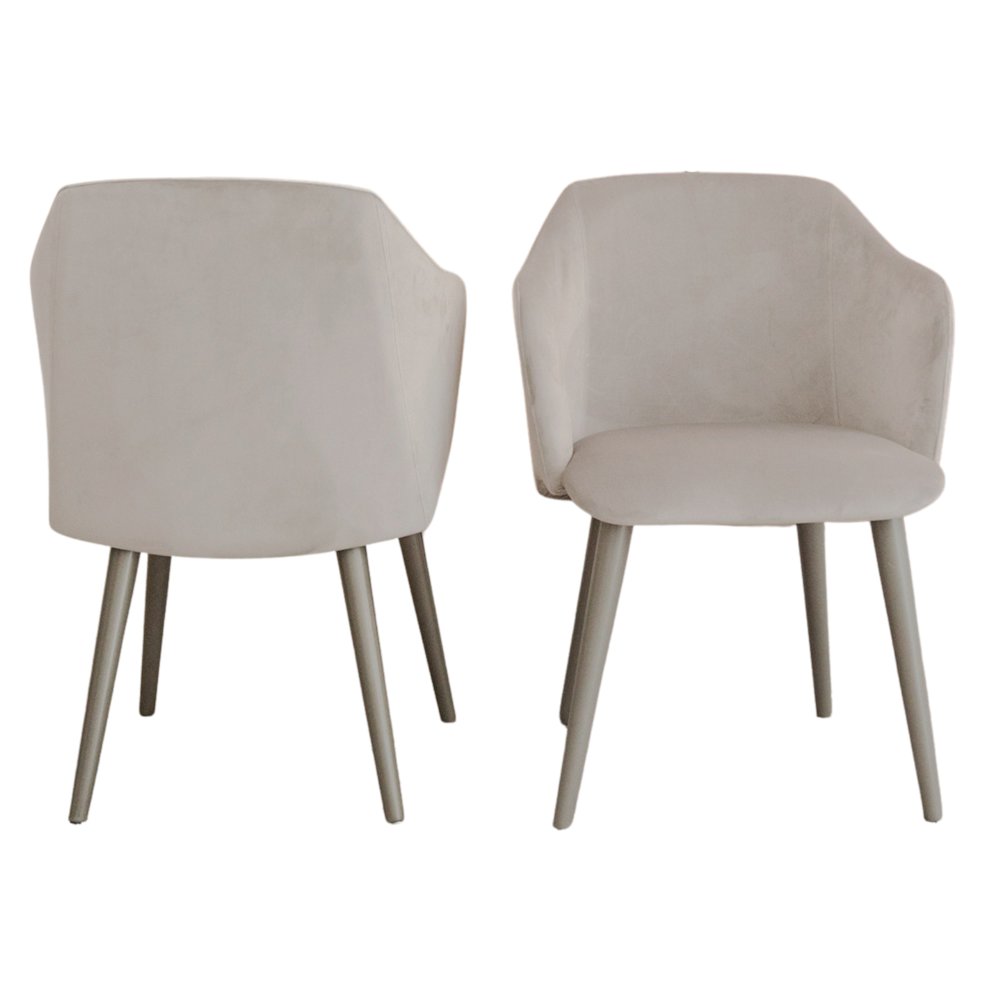 Monroe Set Of 2 Dining Chair In Gray Velvet Fabric. Picture 2
