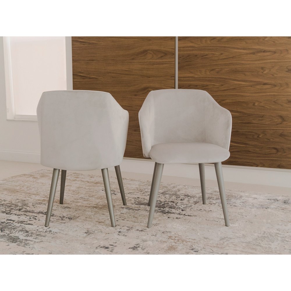 Monroe Set Of 2 Dining Chair In Gray Velvet Fabric. Picture 4