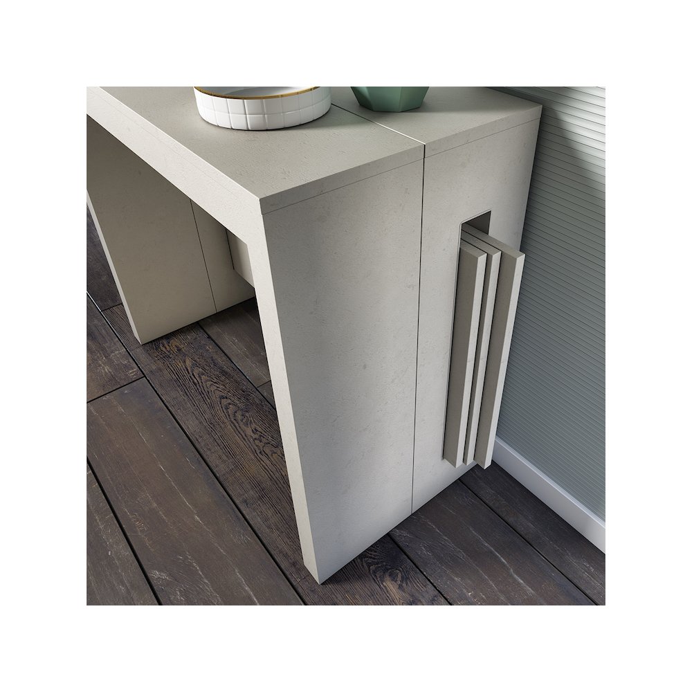 Erika Extendable Console Table In Beige Textured Melamine. Picture 2