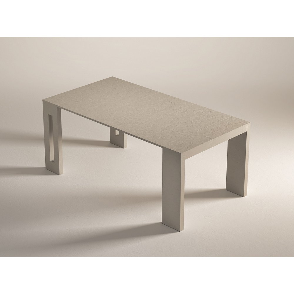 Erika Extendable Console Table In Beige Textured Melamine. Picture 5