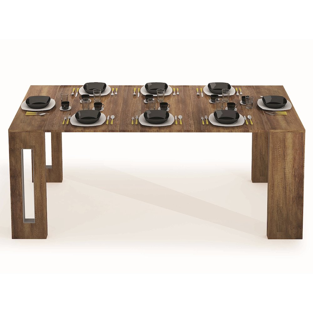 Erika Extendable Console Table In Walnut Veneer. Picture 5