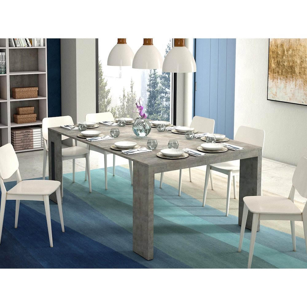 Erika Extendable Console Table In Light Gray Concrete Melamine. Picture 5