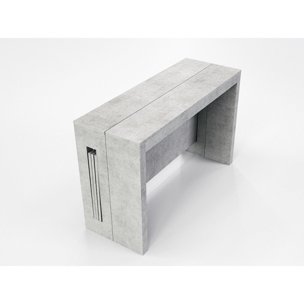 Erika Extendable Console Table In Light Gray Concrete Melamine. Picture 1