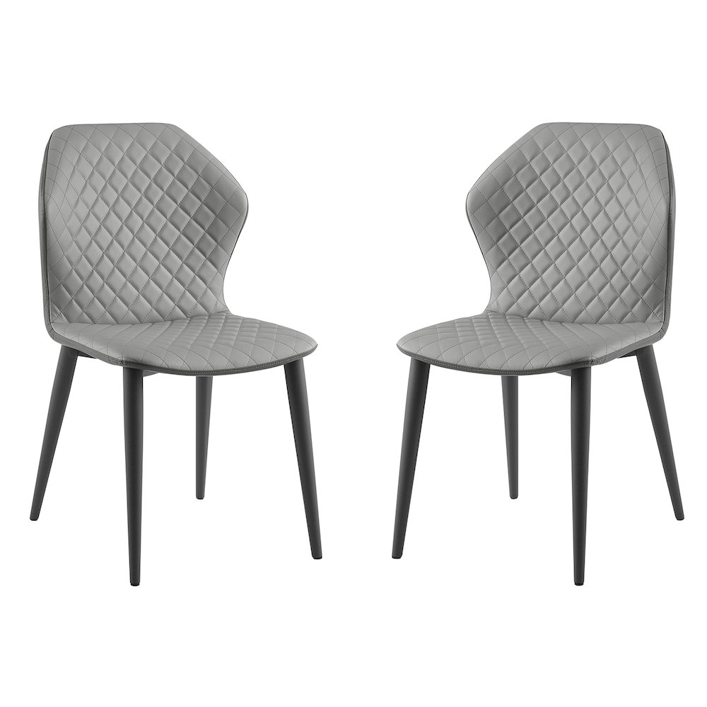Olivia Set Of 2 Dining Chair In Gray Pu Leather. Picture 4