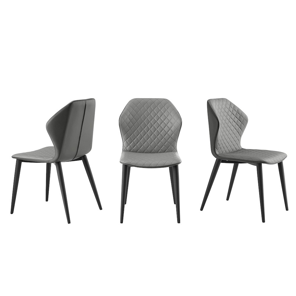 Olivia Set Of 2 Dining Chair In Gray Pu Leather. Picture 1