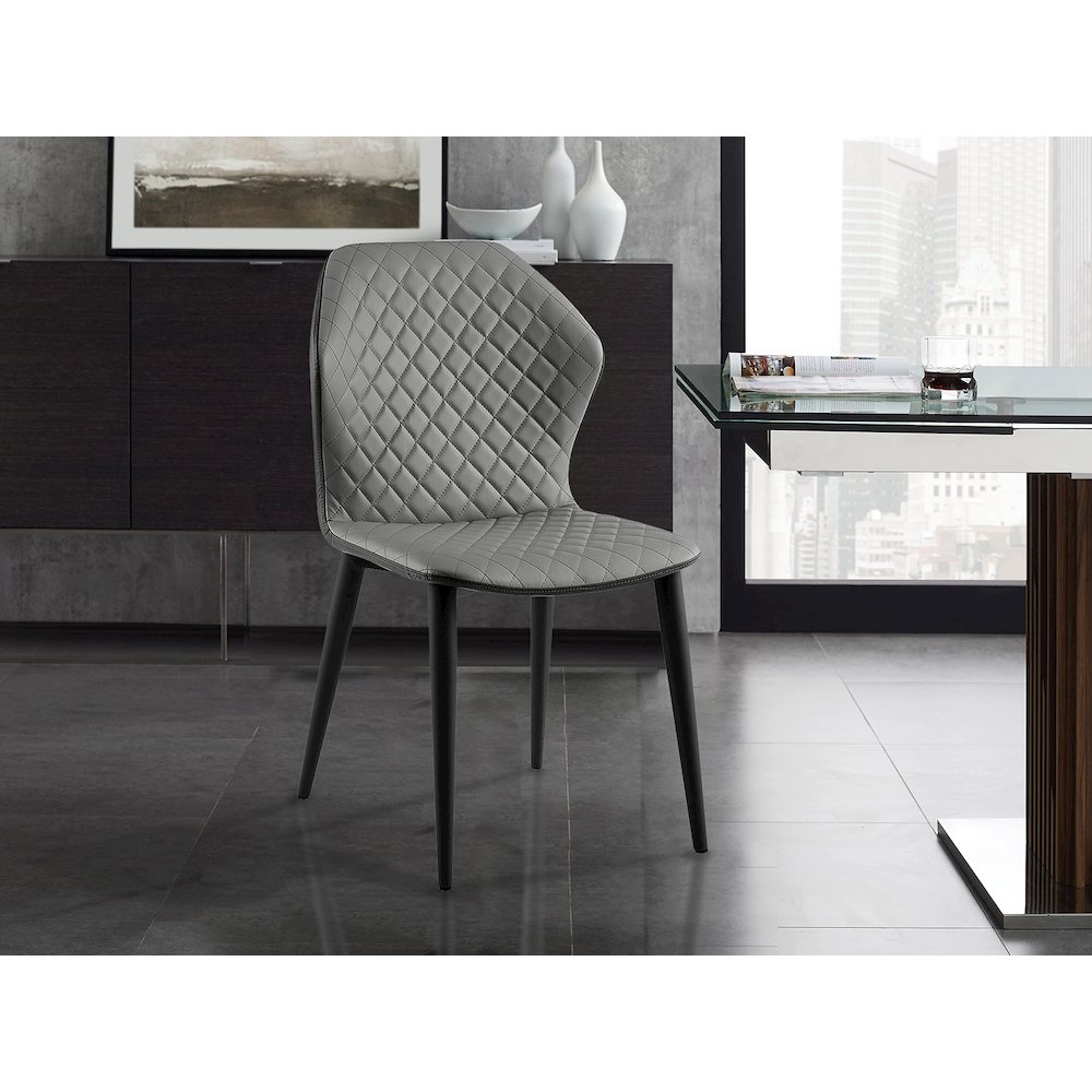 Olivia Set Of 2 Dining Chair In Gray Pu Leather. Picture 3