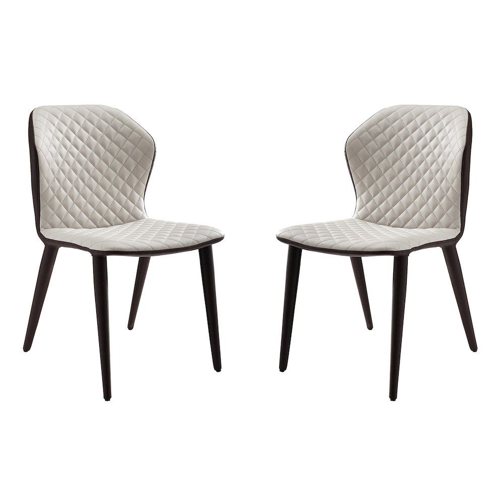 Olivia Set Of 2 Dining Chair In Beige Pu Leather. Picture 1