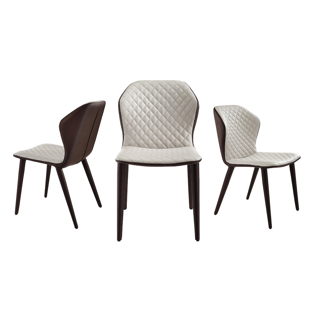 Olivia Set Of 2 Dining Chair In Beige Pu Leather. Picture 2