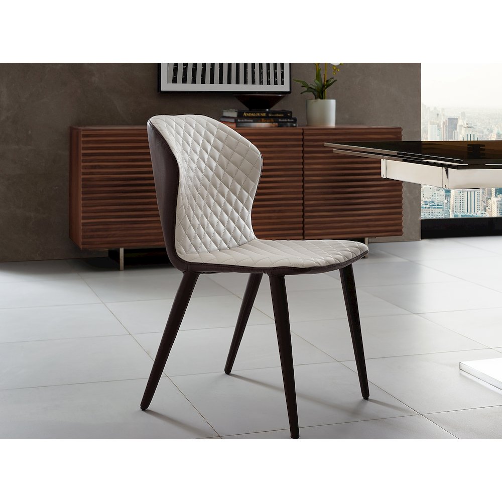 Olivia Set Of 2 Dining Chair In Beige Pu Leather. Picture 3