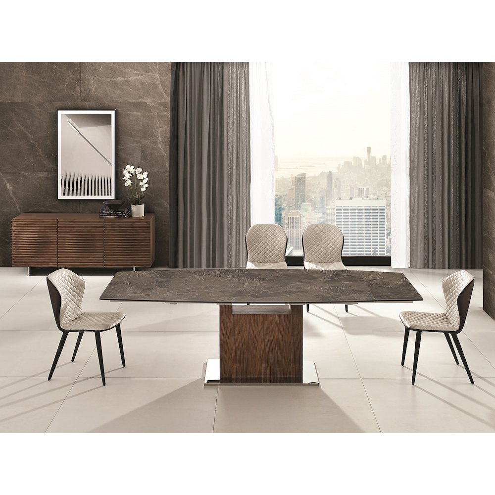 Olivia Set Of 2 Dining Chair In Beige Pu Leather. Picture 4