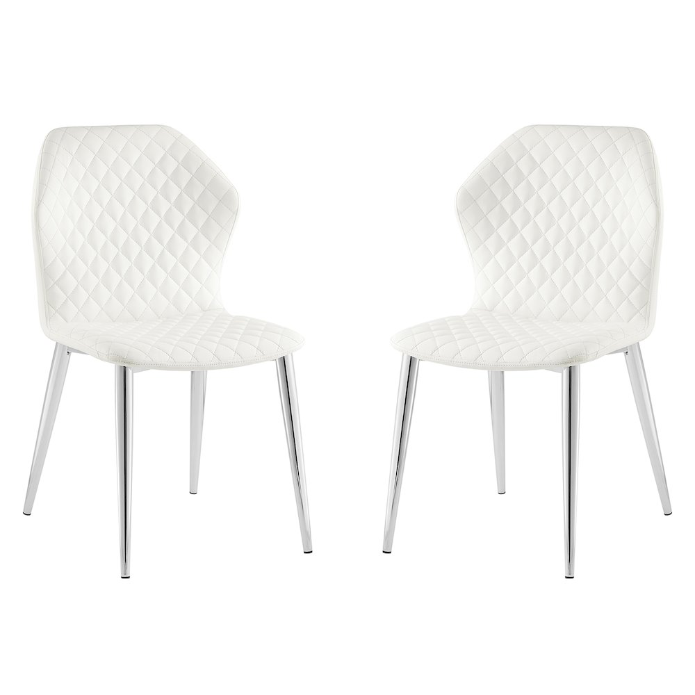 Olivia Set Of 2 Dining Chair In White Pu Leather. Picture 4