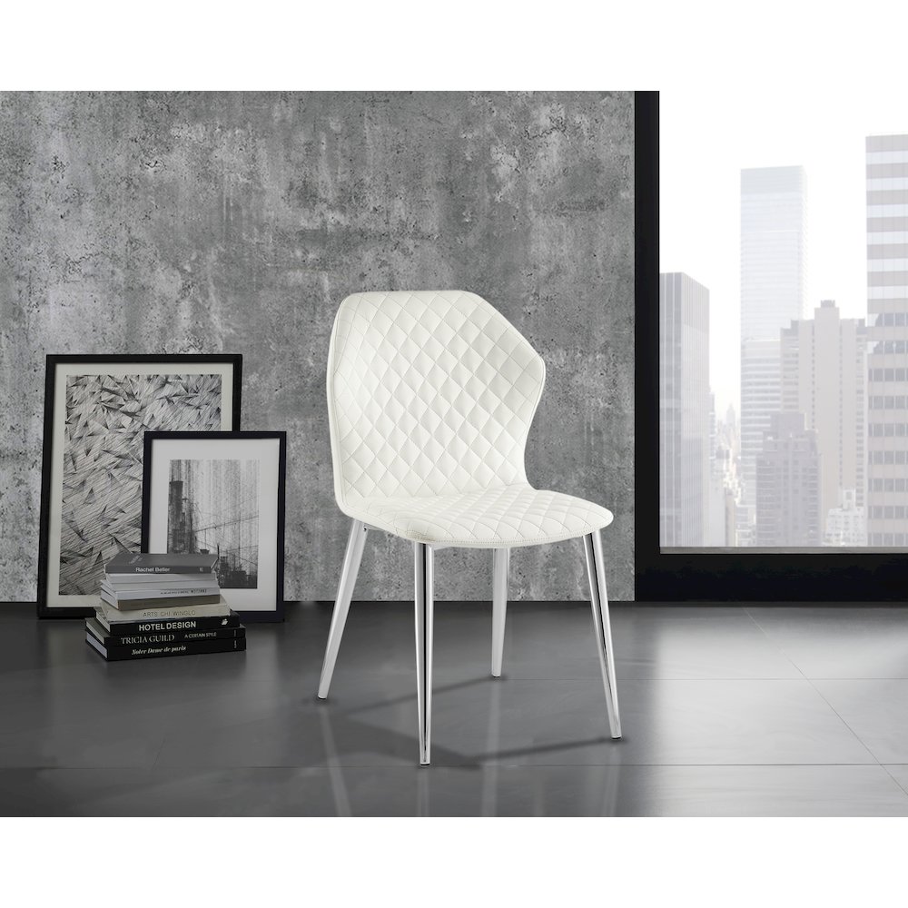 Olivia Set Of 2 Dining Chair In White Pu Leather. Picture 3