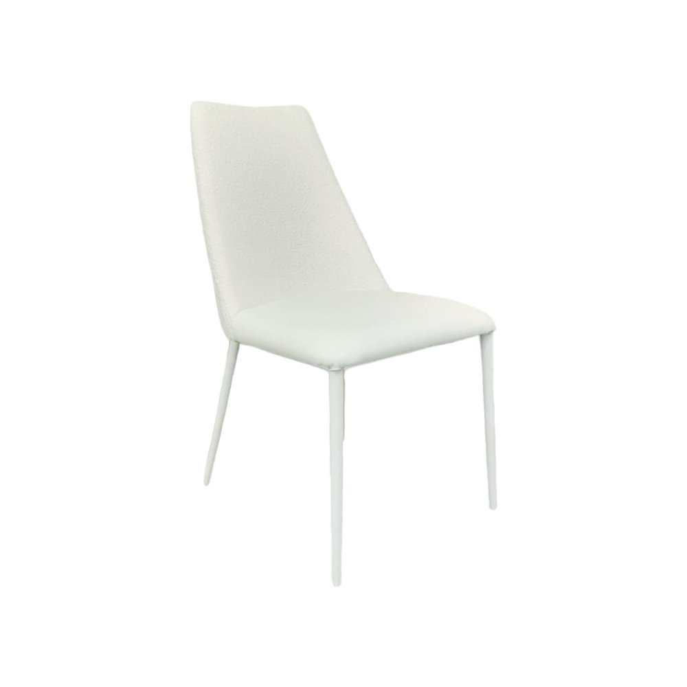 Mia Dining Chair In White Leather & Cotton. Picture 4