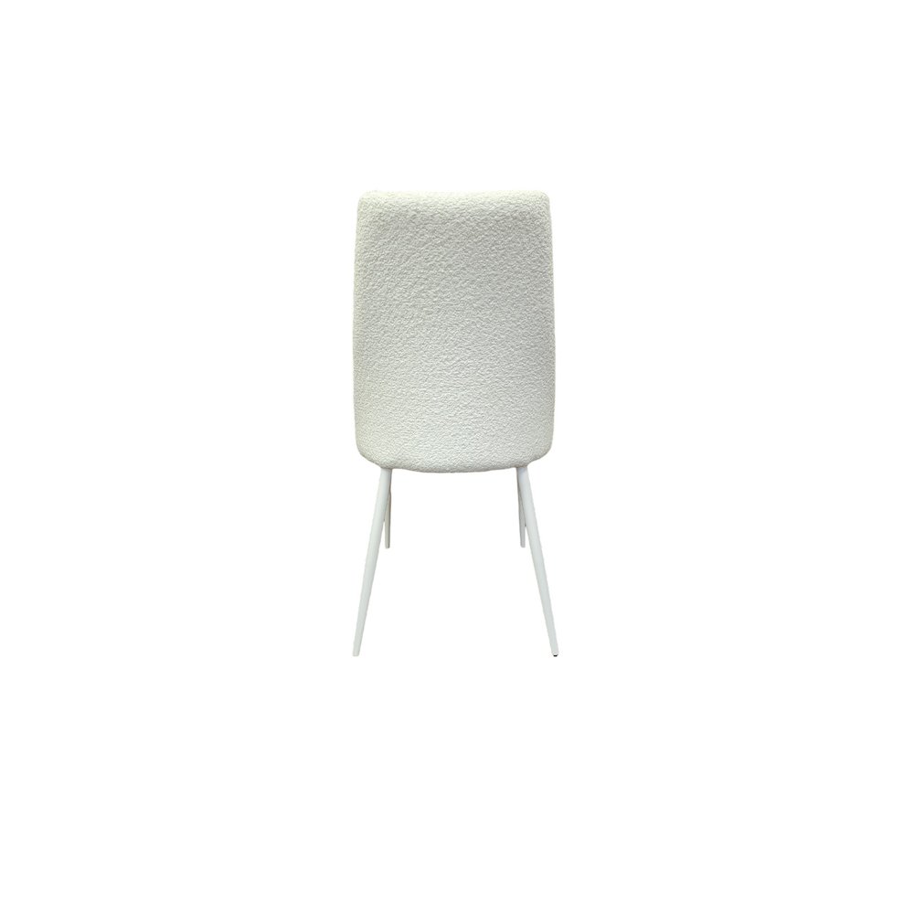 Mia Dining Chair In White Leather & Cotton. Picture 1