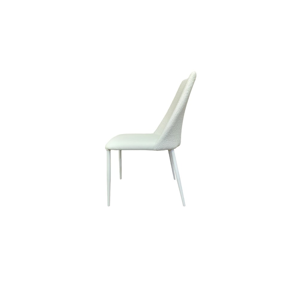 Mia Dining Chair In White Leather & Cotton. Picture 2