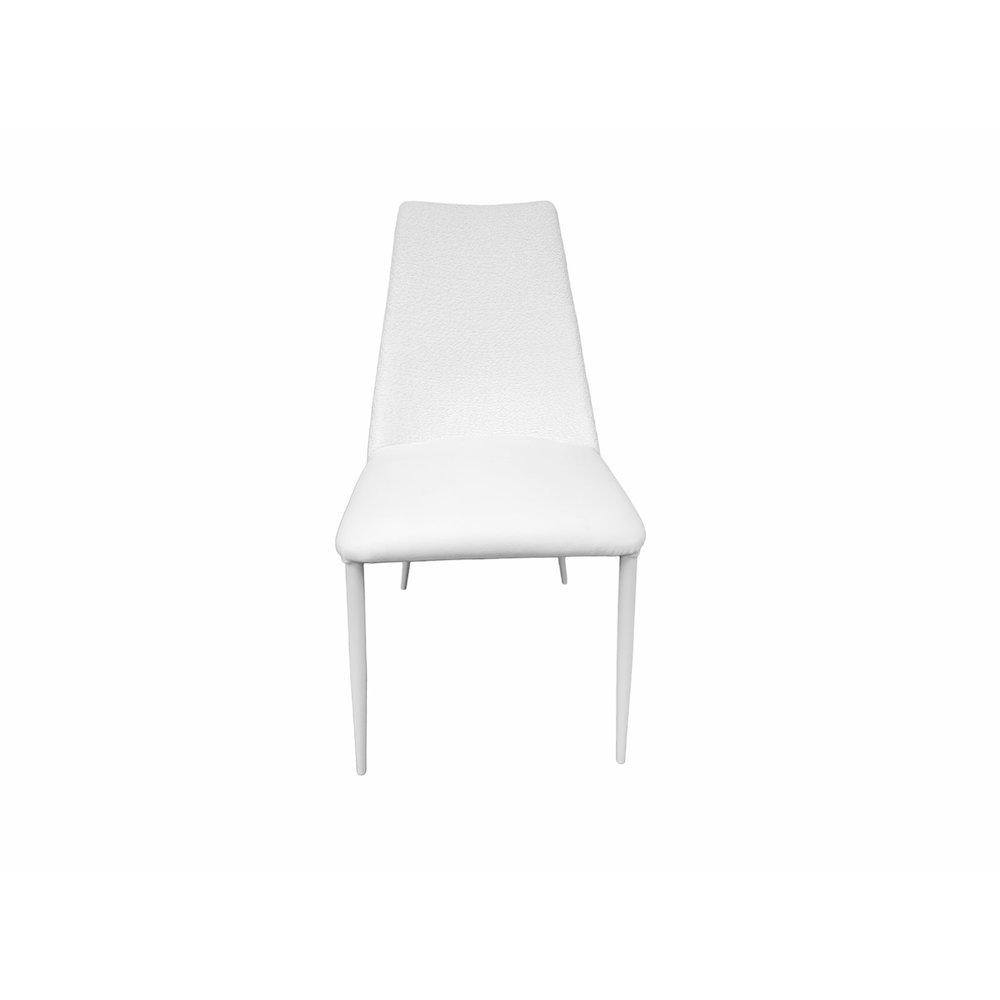 Mia Dining Chair In White Leather & Cotton. Picture 5